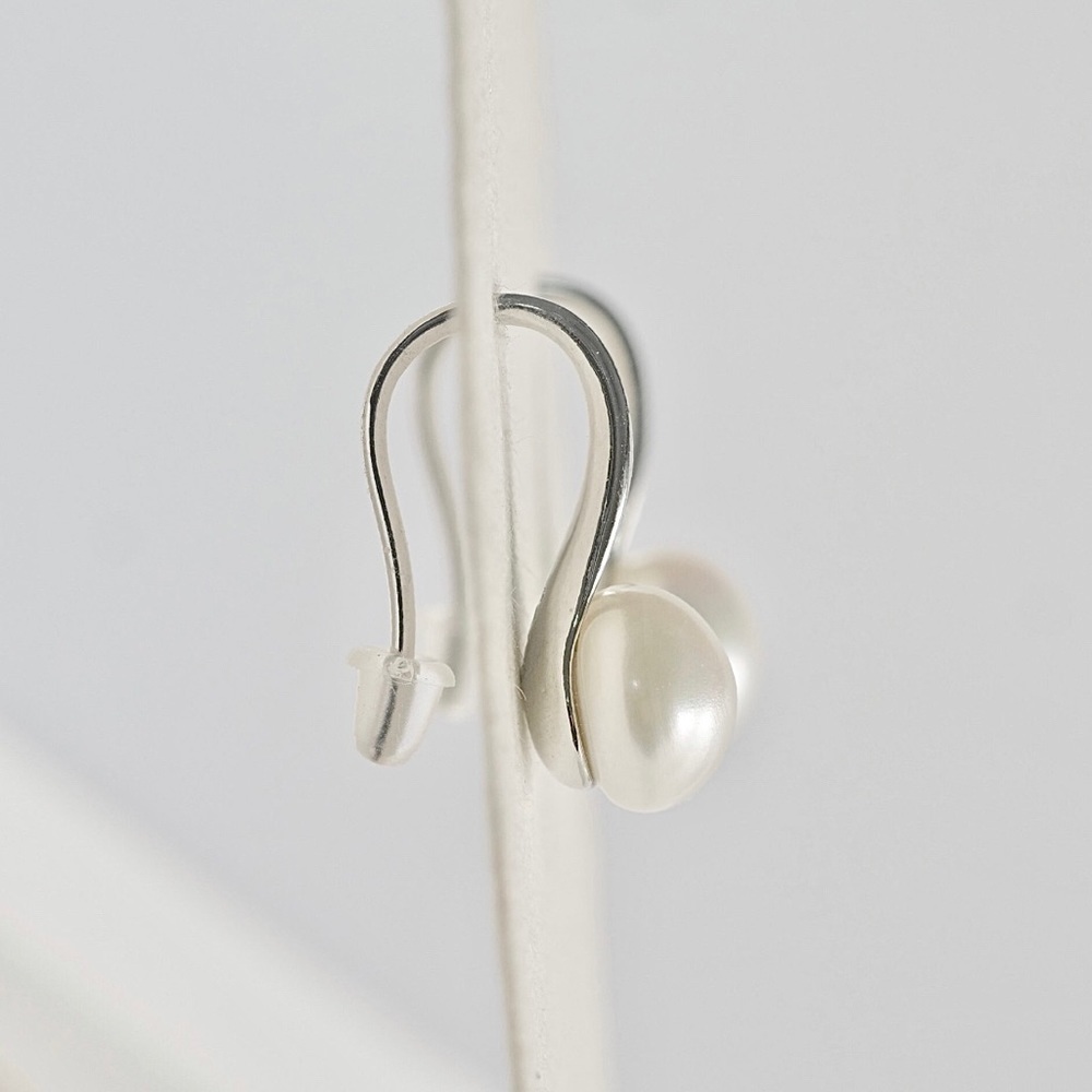 AAA+ Quality 5mm Freshwater Cultured Pearl 925 Sterling Silver Dangle Earrings - Picture 6 of 10